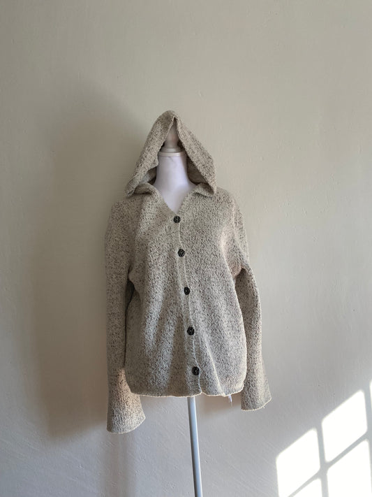 Cream Oatmeal Hooded Sweater - Large